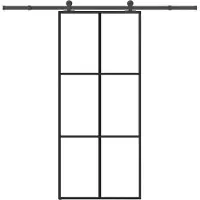 vidaXL Schuifdeur met beslag 90x205 cm ESG-glas en aluminium