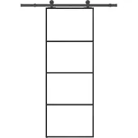 vidaXL Schuifdeur met beslag 76x205 cm ESG-glas en aluminium