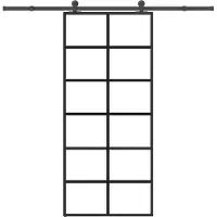 vidaXL - Schuifdeur - met - beslag - 90x205 - cm - ESG-glas - en - aluminium