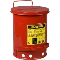 Usorteret Container voor olieachtig afval, zelfsluitend deksel, met pedaal, plaatstaal, Ø 290 x H 400 mm, 20 l, rood