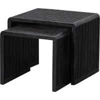 Woood Willa Bijzettafels Set van 2 - Teak - Zwart - 50x45x40