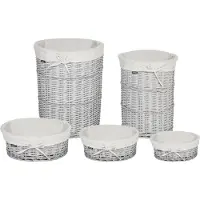 Beliani VAKARI - Manden set - Wit - Wilgenhout