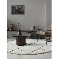 The Carpet Bahar Shaggy – Hoogpolig vloerkleed in Scandinavische stijl, zwart-wit, 120 cm rond