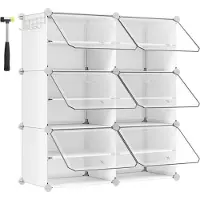 Mazazu MIRA Home - Schoenenrek met 6 vakken - kunststof - Wit - 15x15x17.5