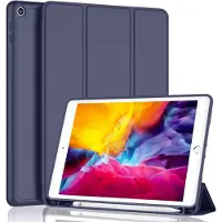 Ntech ipad 2017 hoes met pencil houder bookcase Donker Blauw - iPad 2018 hoes met pencil smart cover - ipad hoes 6e generatie - iPad hoes met apple Pencil Vakje