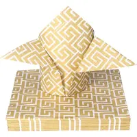 Ambiente Tafel diner servetten - Wit/goud patroon thema - 40x stuks - 33 x 33 cm