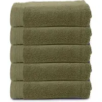 The One Towelling Organische Handdoeken Set - 5 Stuks - 50 x 100 cm - Hotelkwaliteit - Handdoekenset - Badhanddoek - 550gr/m2 - Katoen - Olijfgroen