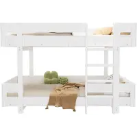 Merax Stapelbed 90x200 cm - Wit Kinderbed met Trap en Versterkt Veiligheidshek