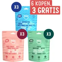 Imby Hondensnacks multipack - 9x 100gr - Skin & Coat, Dental sticks & Bedtime bites - Laag in Caloriën - 100% natuurlijke hondensnoepjes