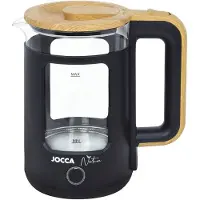 Jocca Nature Waterkoker - Waterkoker - 1.8L - Led Indicator - 360º Draaiende Basis - Hoogwaardig Boriumsilicaat Glas - 1500W - Wit/Bamboe - 2186