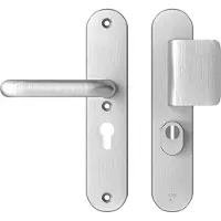 Axa Oval Plus veiligheidsbeslag voordeur D-knop/U kruk PC55 met kerntrekbeveiliging SKG3 - aluminium