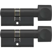 Dom Zwarte knopcilinder Plura 30/30mm - SKG 2 sterren - 2 gelijksluitende knopcilinders