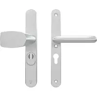 Axa Oval Plus veiligheidsbeslag voordeur smalschild Wing knop/U-kruk PC55 met kerntrekbeveiliging SKG3 - aluminium