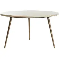 Light & Living Bijzettafel Ø67x37 cm ZECA taupe marmer+antiek brons (Taupe, 67x67x37cm)