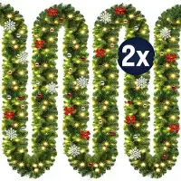 Casaria Kerstslinger Set van 2 10m In-/Outdoor incl Versiering