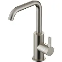Hotbath Ace AC004 Wastafelkraan Draaibare Uitloop - Geborsteld Nikkel - Zonder Waste - Messing - Kranen, Wastafelkranen, Opbouw Wastafelkranen