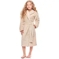 L&L Kinderen Badjas met Capuchon - Wasmachine bestendig - Polyester - LL-Ila - Beige (FM-001) - 110-116