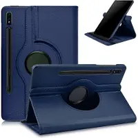 Ntech Hoesje Geschikt Voor Samsung Galaxy Tab S8 hoes Draaibare Book Case Cover Donker Blauw - Hoesje Geschikt Voor Samsung Galaxy Tab S8 hoesje 2022 - Tab S7 hoes 11 inch Tablet Hoes