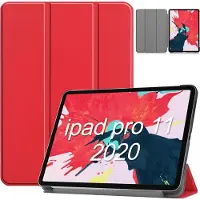 Ntech Hoes geschikt voor iPad Pro / Pro 2021 / 2020 Rood - 11 Inch - Hoes geschikt voor iPad pro 2020 Hoes - Hoes geschikt voor iPad pro 2021 smart cover Trifold
