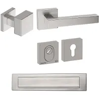Hardbrass Voordeurset Quadro excentrisch vierkant SKG3 met kerntrekbeveiliging - RVS
