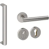 Hardbrass Roestvrijstalen Voordeurset Rond RVS Geborsteld met Moskou 350 SKG3