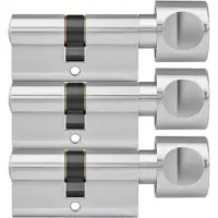 Dom knopcilinder Plura 30/30mm - SKG 2 sterren - 3 gelijksluitende knopcilinders