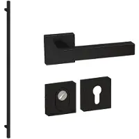 Hardbrass Voordeurset vierkant 3-delig met XL-greep 1900mm SKG3 met kerntrekbeveiliging - zwart