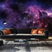 Karo-art 294cm X 210cm - Zelfklevend fotobehang - Paarse Nevel, 8 maten, premium print