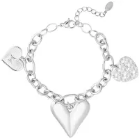 Yehwang Bedelarmband Zilverkleur - Triple Heart - RVS - Nikkelvrij