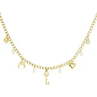 Yehwang - Key to my heart damesketting - Goudkleurig - Stainless Steel - Lengte 39 cm