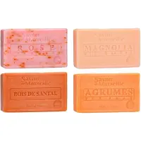 Le Chatelard 1802 Set Marseille zeep 4 x 100 gram in geuren roos-magnolia-sandalwood-citrus - Franse handzeep - Marseillezeep
