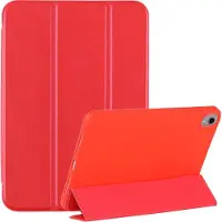 Ntech Tablet Hoes geschikt voor iPad Mini 7 (A17 Pro 2024) hoes Rood soft Silicone smart cover - Trifold Hoes geschikt voor iPad Mini 2024 / Mini 6 hoes Triold Bookcase