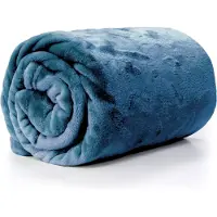 Unique living Plaid - fleece deken - denim blauw - polyester - 130 x 180 cm