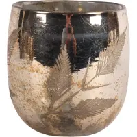 Baroque - Vaas - Waxinelichthouder Bladeren 16 cm - Zilver - Glas - 16x15x15 - Glass