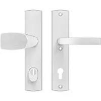 Axa Curve Plus veiligheidsbeslag voordeur gebogen schild Wing-knop/Blok-kruk PC92 met kerntrekbeveiliging SKG3 - aluminium