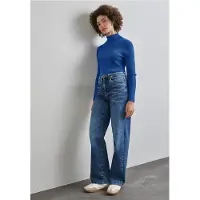 Street One Dames Basic trui met rolkraag in Blauw, in size: 44