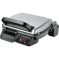 SEB Ultra Compact Classic GC3050 Contactgrill - Barbecuestand - Regelbare temperatuur - Uitneembare Anti-aanbakplaten - Vet opvangbak - Verticaal opbergen - 2000W - RVS