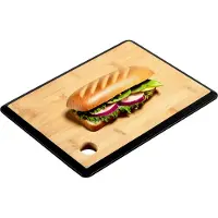 Kesper Keuken voedsel bereiden snijplank - 27 x 19 cm - bamboe hout - zwarte rand - luxe versie