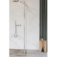 FortiFura Galeria zijwand - 40x200cm - helder glas - 8mm - met hoekprofiel - Geborsteld RVS PVD (RVS) SW797911 / SW798730
