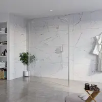 FortiFura Galeria Vrijstaande Inloopdouche - 140x200cm - Helder - antikalk - 8mm veiligheidsglas - 2 zijwanden 40cm - wandsteunen en hoekprofielen - Geborsteld RVS PVD (RVS) SW927769