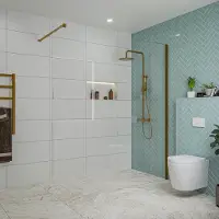 FortiFura Galeria inloopdouche - 180x200cm - helder glas - wandarm - Geborsteld koper PVD (Koper) SW797920/SW876702