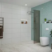 FortiFura Galeria inloopdouche - 50x200cm - rookglas - wandarm - Geborsteld Gunmetal PVD SW797936/SW797907