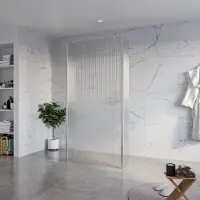 FortiFura Galeria Vrijstaande Inloopdouche - 100x200cm - Helder geribbeld - antikalk - 8mm veiligheidsglas - 2 zijwanden 30cm - wandsteunen en hoekprofielen - Geborsteld RVS PVD (RVS) SW927769
