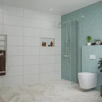 FortiFura Galeria inloopdouche - 30x200cm - ribbelglas - wandarm - Geborsteld RVS PVD (RVS) SW797945/SW797908