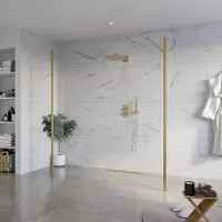 FortiFura Galeria Vrijstaande Inloopdouche - 180x200cm - Helder - antikalk - 8mm veiligheidsglas - 2 zijwanden 40cm - wandsteunen en hoekprofielen - Geborsteld Messing PVD (Goud) SW927770