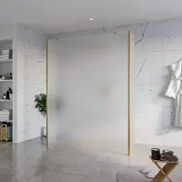 FortiFura Galeria Vrijstaande Inloopdouche - 160x200cm - Glas mat - antikalk - 8mm veiligheidsglas - 2 zijwanden 30cm - wandsteunen en hoekprofielen - Geborsteld Messing PVD (Goud) SW927770