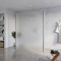 FortiFura Galeria Vrijstaande Inloopdouche - 160x200cm - Glas mat - antikalk - 8mm veiligheidsglas - 2 zijwanden 30cm - wandsteunen en hoekprofielen - Geborsteld Gunmetal PVD SW927771