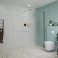 FortiFura Galeria inloopdouche - 110x200cm - mat glas - wandarm - Geborsteld Gunmetal PVD SW915251/SW797907