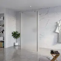 FortiFura Galeria Vrijstaande Inloopdouche - 100x200cm - Glas mat - antikalk - 8mm veiligheidsglas - 2 zijwanden 40cm - wandsteunen en hoekprofielen - Geborsteld Gunmetal PVD SW927771