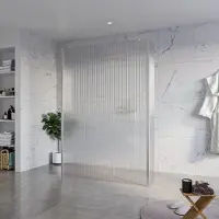 FortiFura Galeria Vrijstaande Inloopdouche - 140x200cm - helder geribbeld - antikalk - 8mm veiligheidsglas - 2 zijwanden 30cm - wandsteunen en hoekprofielen - PVD - geborsteld RVS SW927769